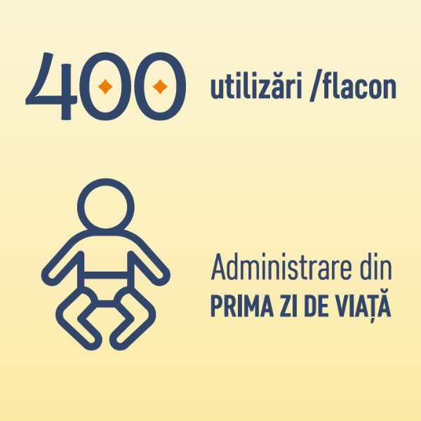 400 de utilizari pe flacon - DeVit 500 administrare din prima zi de viata